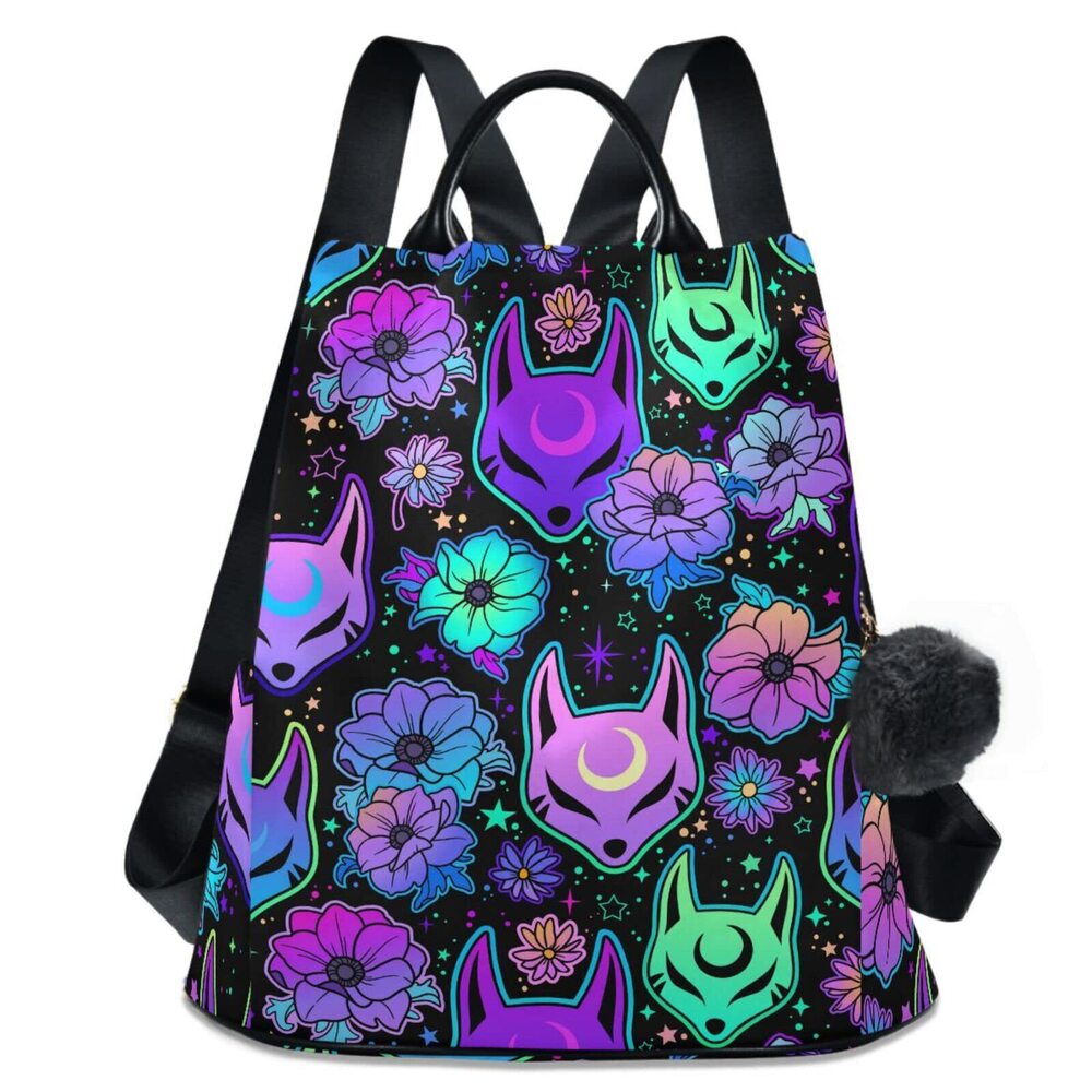 2801 Backpack Purse Magic Purple Fox Backpack Anti-theft Shoulder Bag Carry